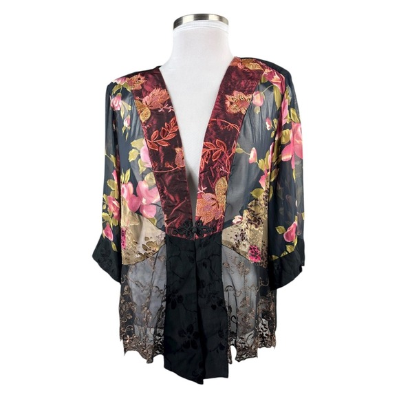 Spencer Alexis Floral Embroidered Cardigan Top Plus Size 2X Boho Fairy Artsy - Picture 2 of 15